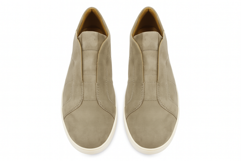 Sneakers senza lacci di crosta rovesciato, sabbia